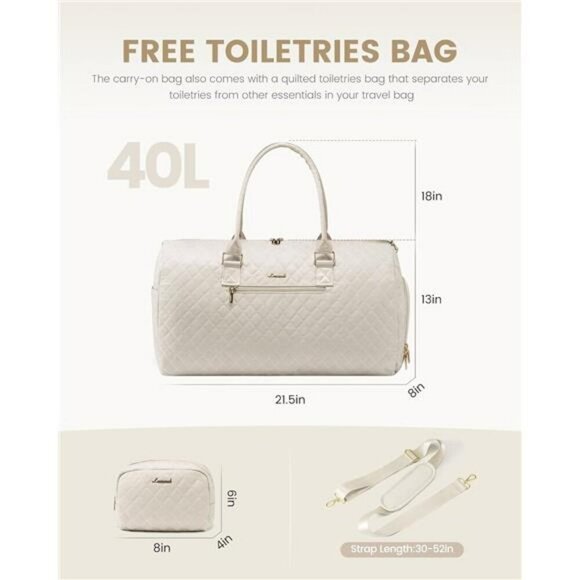 LOVEVOOK Weekender Travel Duffel Bag with Shoe Compartment Toiletry Bag Set - Picture 3 of 7